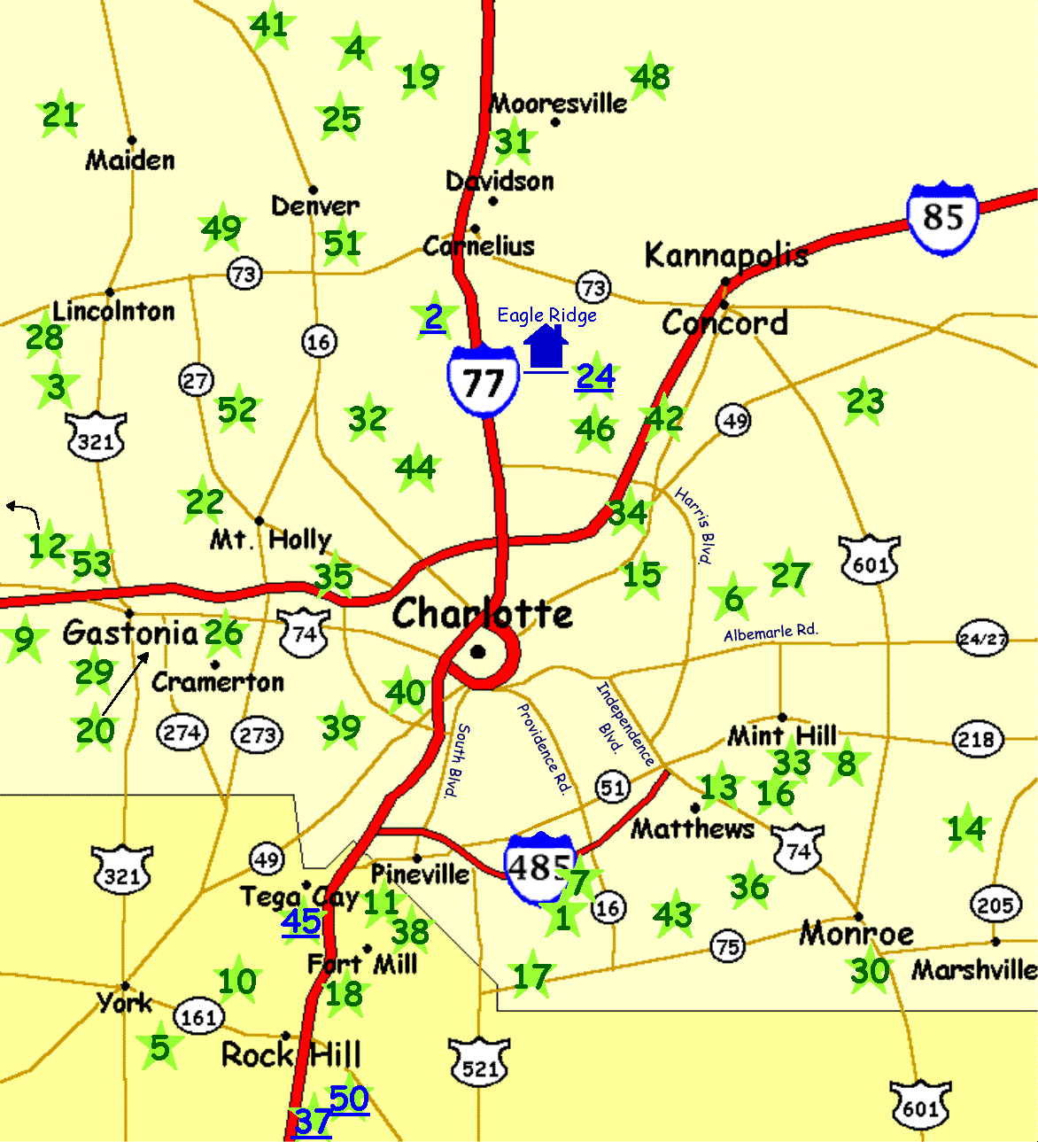 Charlotte Area Map