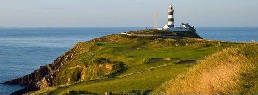 ireland Golf Hole with flag stick and golf ball